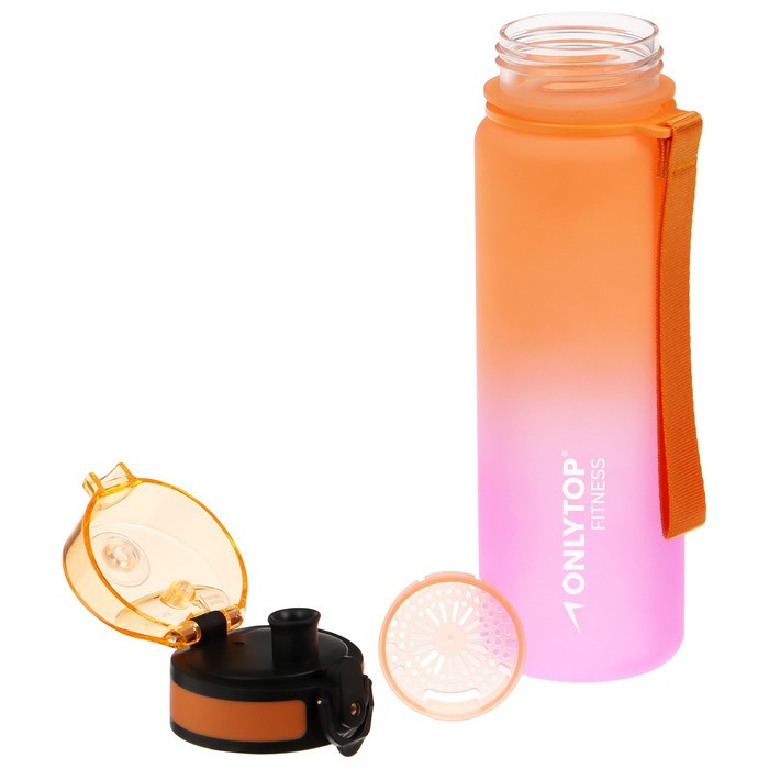 Бутылка спортивная для воды Onlytop Fitness Gradien, 500 мл, цвет розово-оранжевый - фото 7 - id-p219829541