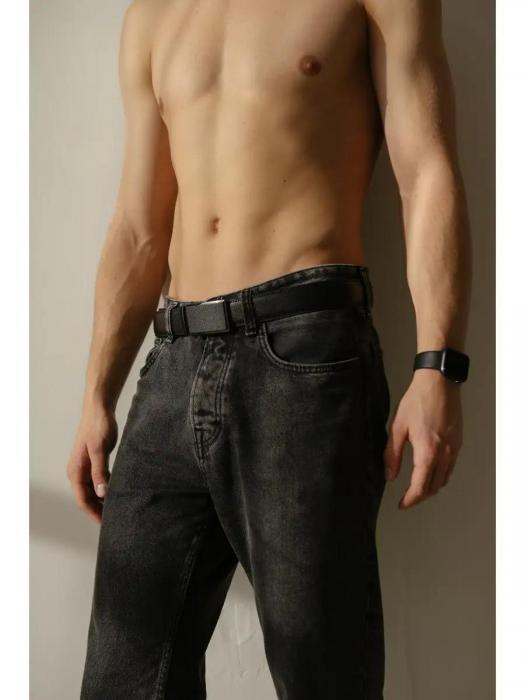 Ремень мужской из натуральной кожи на талию автомат кожаный брючный черный широкий подарочный для джинс брюк - фото 9 - id-p219830838