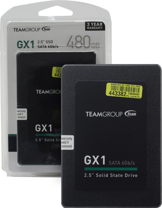 Накопитель SSD 480 Gb SATA 6Gb/s TeamGroup GX1 T253X1480G0C101 2.5" - фото 1 - id-p219837058