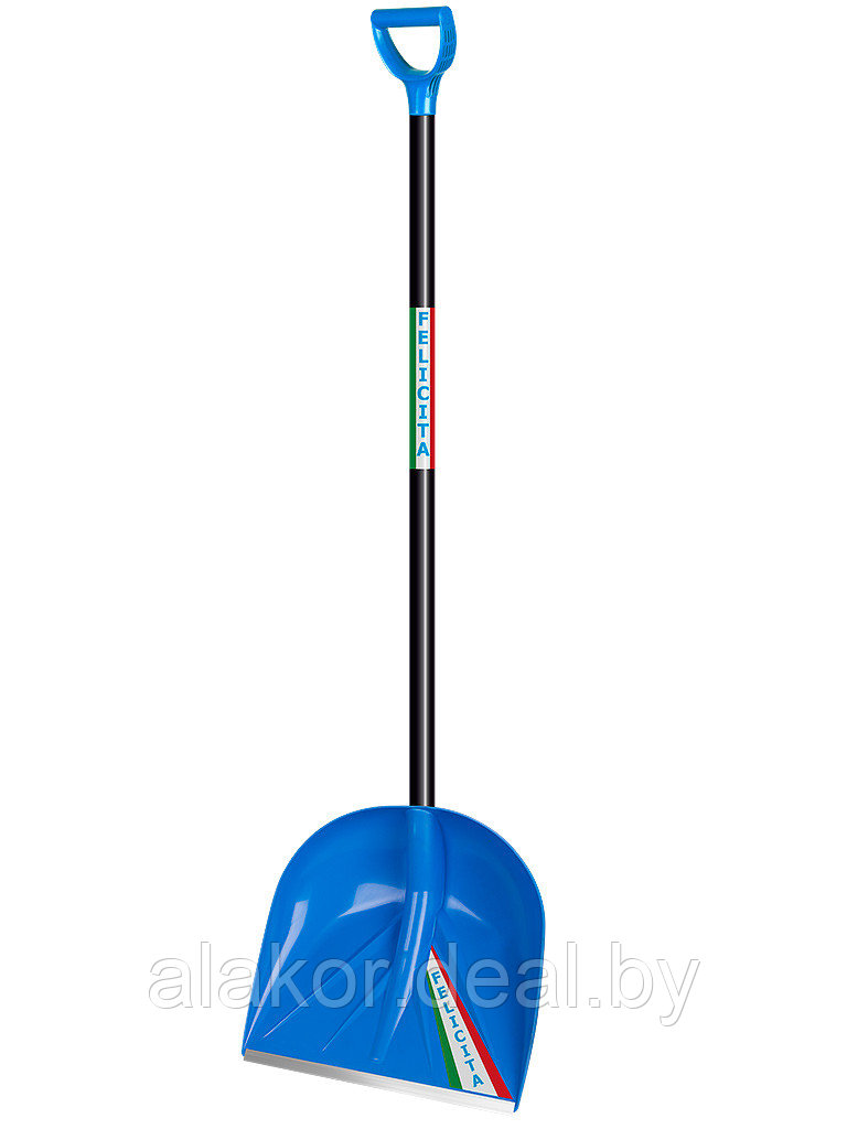 Лопата снеговая ЦИ Felicita, 39*41 см, пластик, алюминиевая окантовка, деревянный черенок