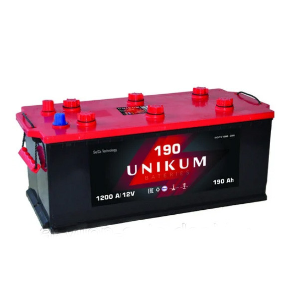 Аккумулятор "UNIKUM" 6СТ-190 (190 А*ч, +слева, конус, Euro обр. поляр.) Кайнар-АКБ