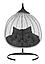 Подвесное двухместное кресло-кокон ФИДЖИ ротанг серый, подушка черная, фото 2