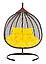 Подвесное двухместное кресло-кокон ФИДЖИ ротанг коричневый, подушка желтая, фото 2