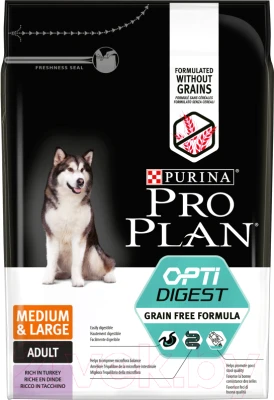 Сухой корм для собак Pro Plan Grain Free Adult Medium & Large Sensitive с индейкой - фото 2 - id-p219857341