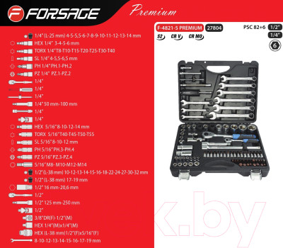 Универсальный набор инструментов Forsage Premium F-4821-7 - фото 2 - id-p219858666