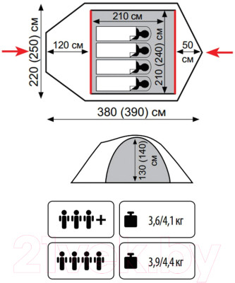 Палатка Tramp Lite Camp 4 / TLT-022 - фото 2 - id-p219861622