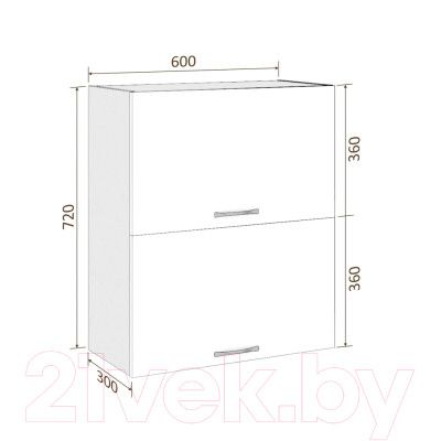 Шкаф навесной для кухни Кортекс-мебель Корнелия Лира ВШ60-2г - фото 2 - id-p219860849
