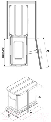 Корзина мусорная выдвижная Starax S-2571-G - фото 3 - id-p219877570