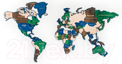 Декор настенный Woodary Карта мира XXL / 3141 - фото 2 - id-p219884386