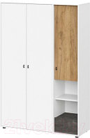 Шкаф комбинированный трехств. SV-мебель МС Анри (белый текстурный/дуб золотой/железный камень)