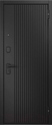 Входная дверь Mastino T1 Trust Eco PP черный муар металлик/черный матовый/белый софт - фото 2 - id-p219902791