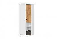 Шкаф комбинированный двухстворчатый SV-мебель МС Анри (белый текстурный/дуб золотой/железный камень)