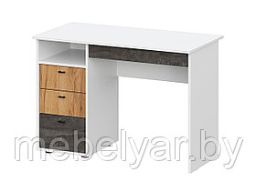 Письменный стол SV-мебель МС Анри (белый текстурный/дуб золотой/железный камень)