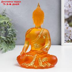 Сувенир полистоун "Будда Варада Мудра - приветствие" оранжевый 17х10х7 см