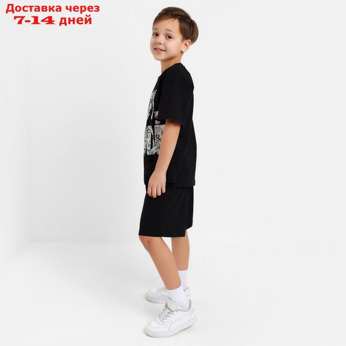Пижама для мальчика (футболка, шорты) KAFTAN "Hype", рост 134-140, цвет чёрный - фото 4 - id-p219833151