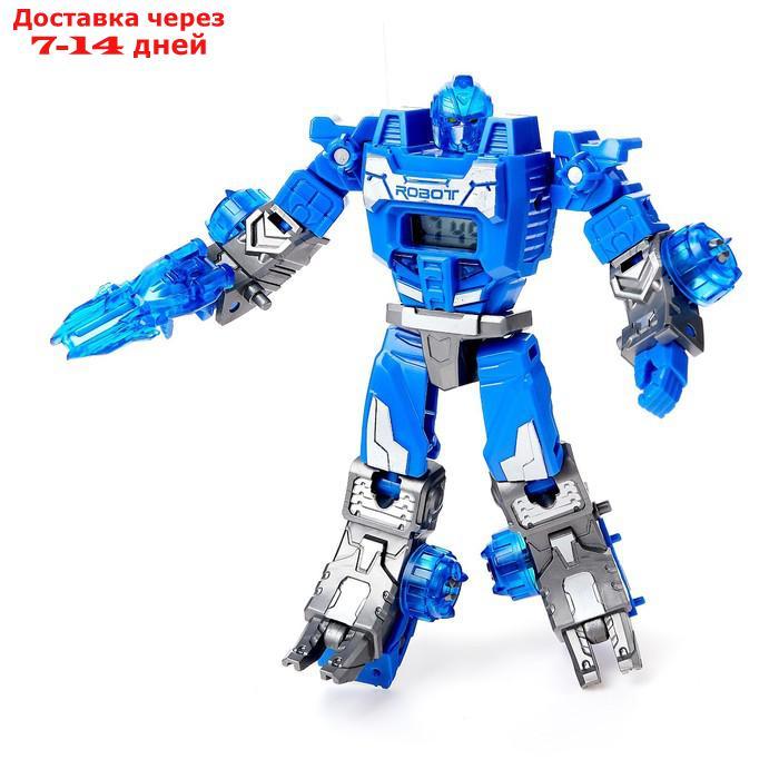 Робот - трансформер "Часы", трансформируется в робота и машинку, цвет синий, - фото 3 - id-p219833186