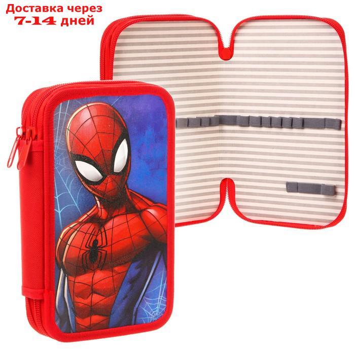 Пенал каркасный "Spider man", 2 секции, 125х205 мм, ламинированный картон, Человек-паук