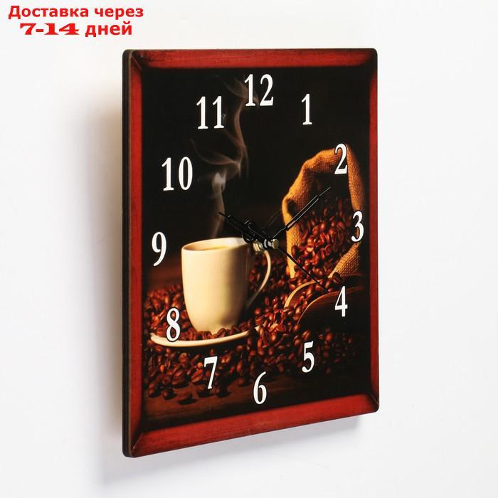 Часы настенные "Ароматный кофе", квадратные, плавный ход - фото 2 - id-p219831104
