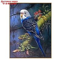 Алмазная мозаика "Волнистый попугайчик в тропиках", 23 цвета