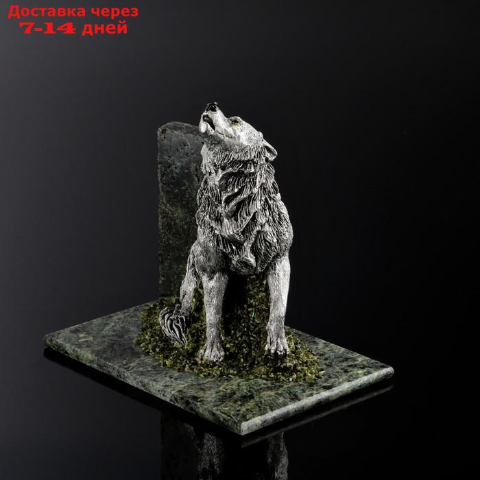 Сувенир "Серый волк", 8х12х10 см, змеевик, гипс - фото 2 - id-p219832527