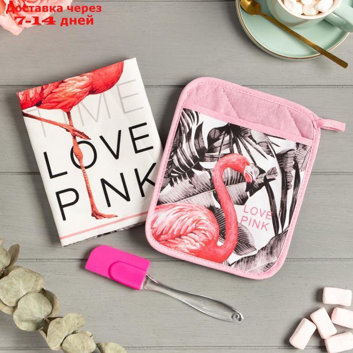 Набор подарочный LOVE PINK прихватка-карман, полотенце, лопатка - фото 1 - id-p219831534