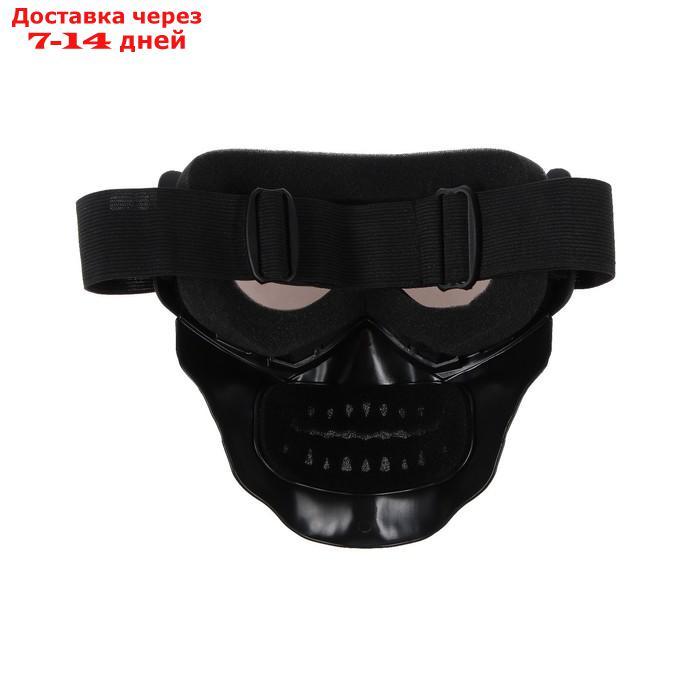 Очки-маска для езды на мототехнике, разборные, визор хром, цвет черный - фото 4 - id-p219833642