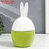 Сувенир керамика "Кролик-яйцо" зелёный флок 15,8х8,5х8,5 см, фото 2