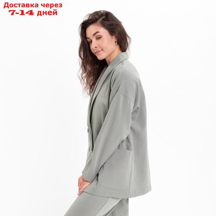 Комплект женский повседневный (жакет и брюки), хаки, размер 46 - фото 6 - id-p219834019