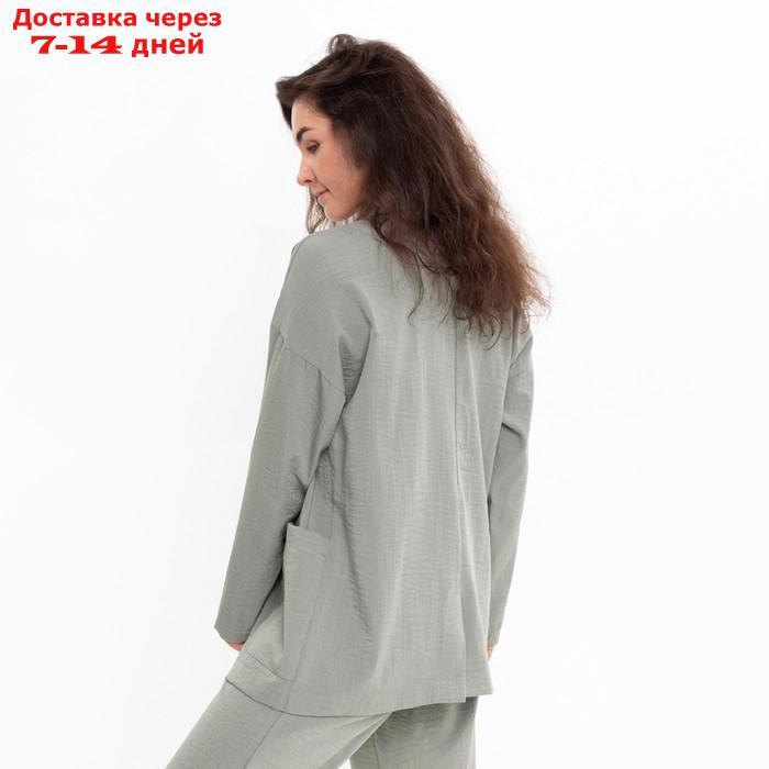 Комплект женский повседневный (жакет и брюки), хаки, размер 46 - фото 7 - id-p219834019