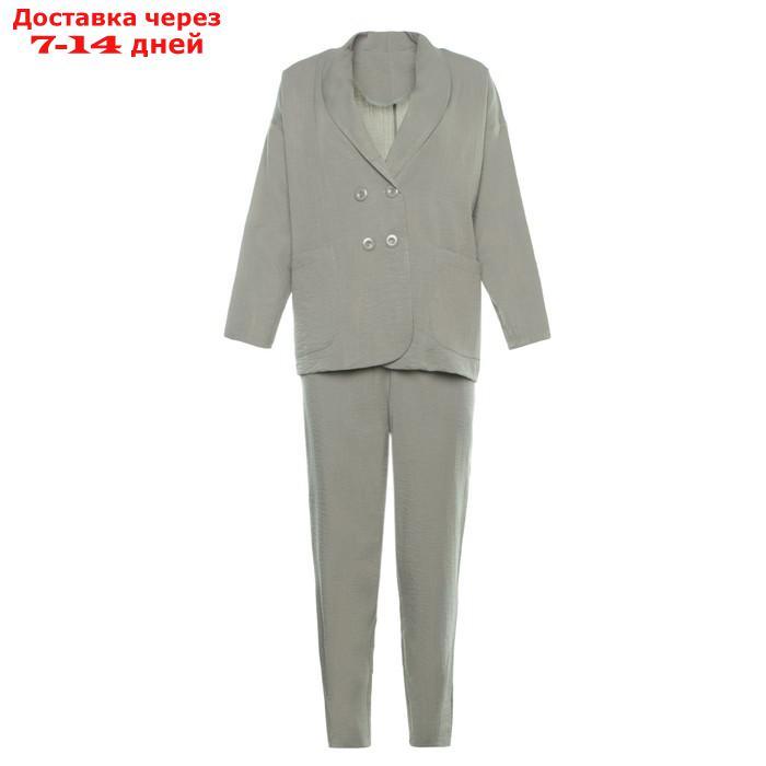 Комплект женский повседневный (жакет и брюки), хаки, размер 46 - фото 9 - id-p219834019