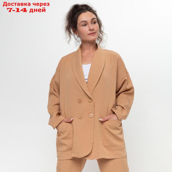 Комплект женский повседневный (жакет и брюки), цвет бежевый, размер 44 - фото 6 - id-p219834020
