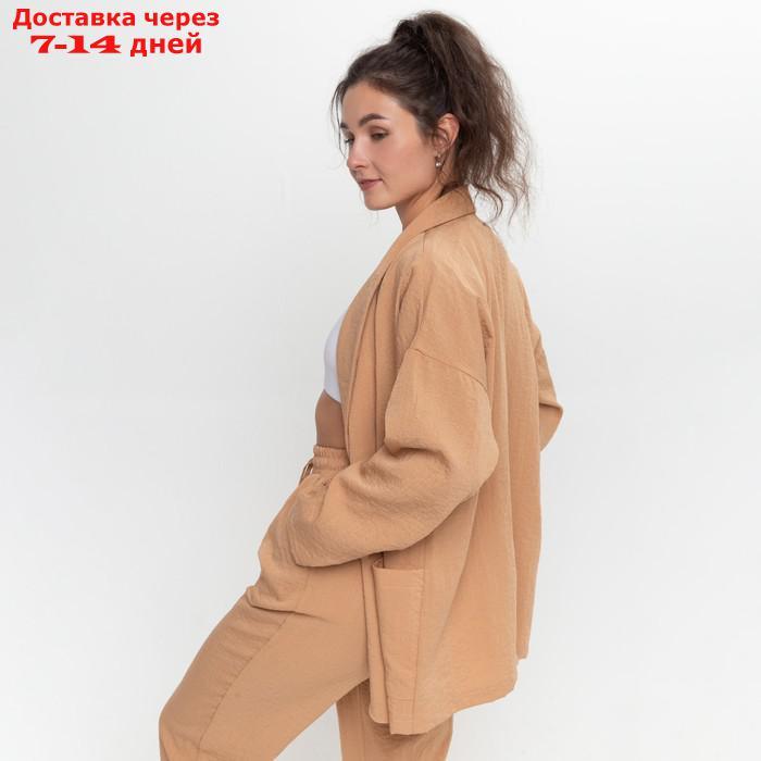 Комплект женский повседневный (жакет и брюки), цвет бежевый, размер 44 - фото 8 - id-p219834020