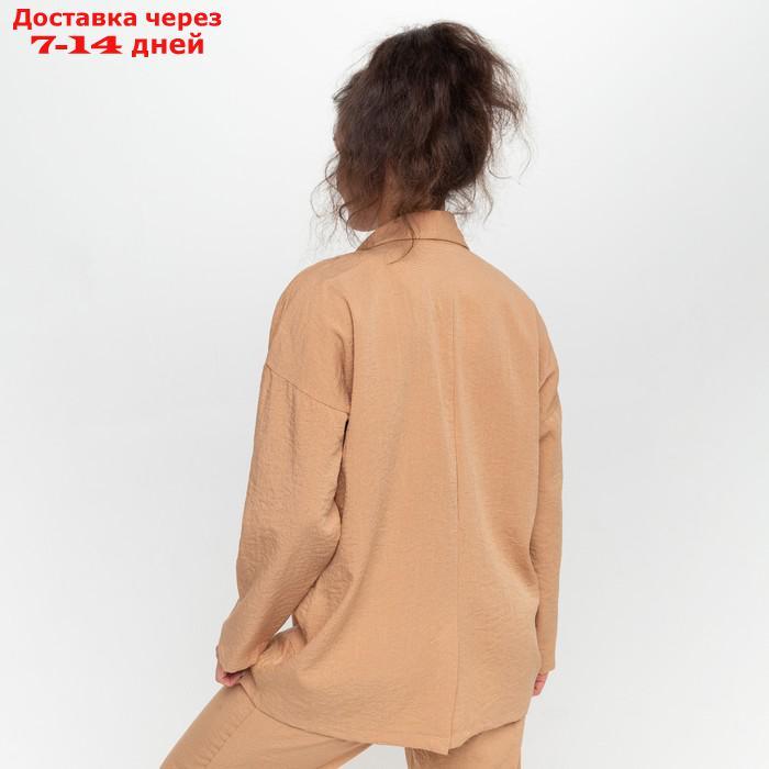 Комплект женский повседневный (жакет и брюки), цвет бежевый, размер 48 - фото 7 - id-p219834023
