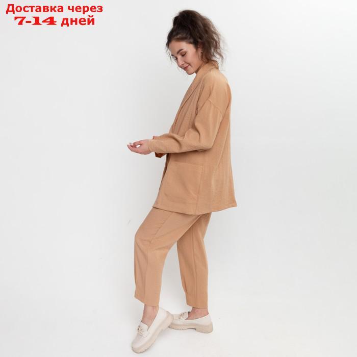 Комплект женский повседневный (жакет и брюки), цвет бежевый, размер 48 - фото 9 - id-p219834023
