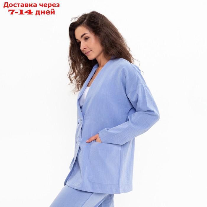 Комплект женский повседневный (жакет и брюки), голубой, размер 42 - фото 5 - id-p219834024