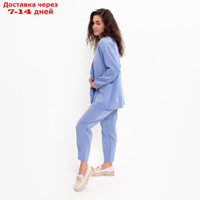 Комплект женский повседневный (жакет и брюки), голубой, размер 42 - фото 6 - id-p219834024