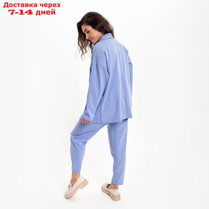Комплект женский повседневный (жакет и брюки), голубой, размер 42 - фото 8 - id-p219834024