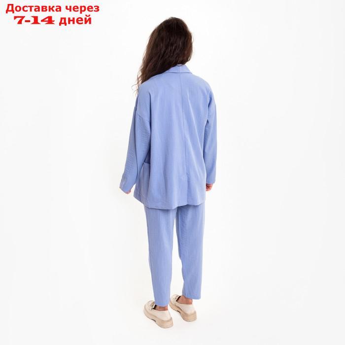 Комплект женский повседневный (жакет и брюки), голубой, размер 42 - фото 9 - id-p219834024