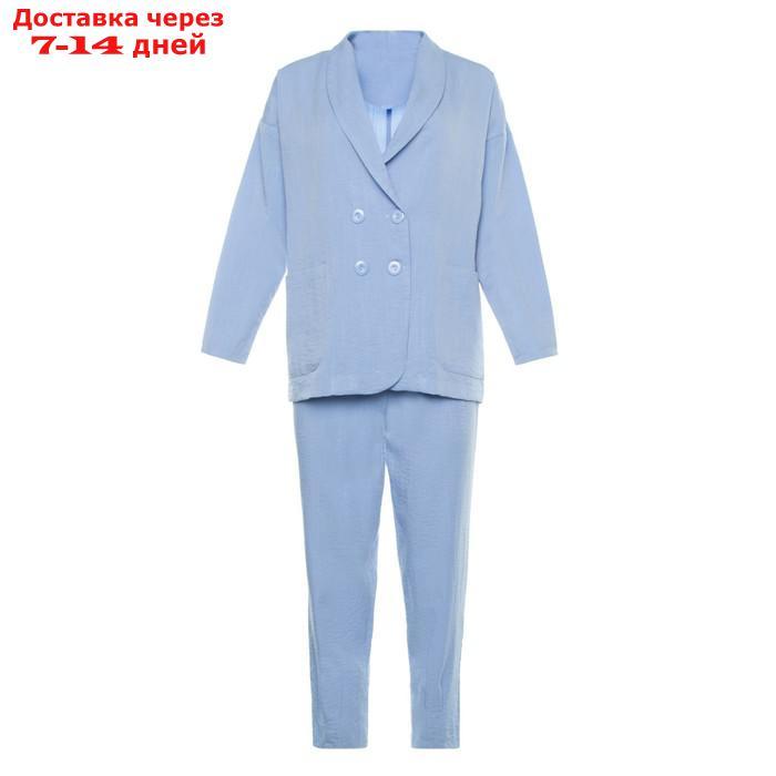 Комплект женский повседневный (жакет и брюки), голубой, размер 42 - фото 10 - id-p219834024