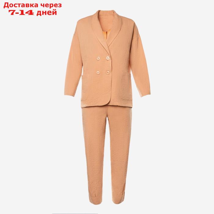 Комплект женский повседневный (жакет и брюки), цвет бежевый, размер 42 - фото 2 - id-p219834028