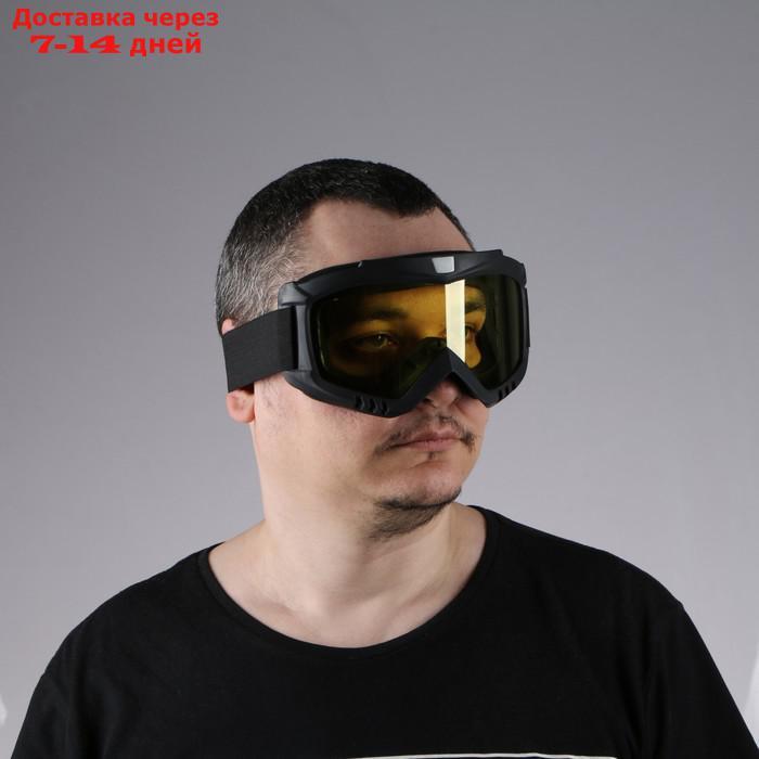 Очки-маска для езды на мототехнике, разборные, визор желтый, цвет черный - фото 2 - id-p219834053