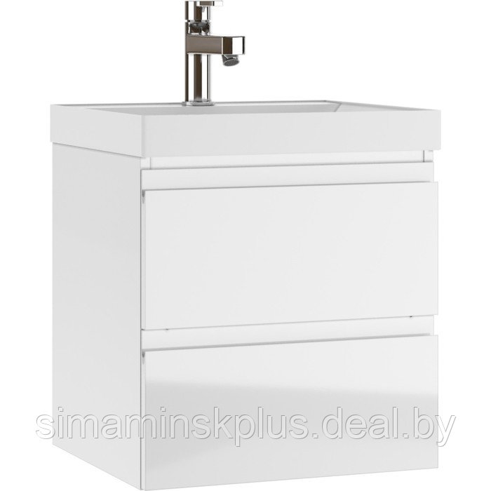 Тумба для ванной комнаты "Graffo" белый глянец, подвесная, под умывальник "Classica 50" - фото 1 - id-p219918985