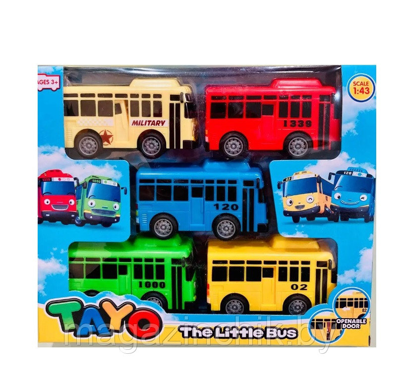 Набор автобусов Тайо 5 штук, EJ 874, Tayo - фото 1 - id-p219919319