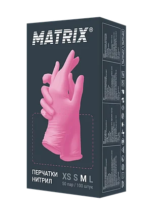 Перчатки нитриловые MATRIX Nitrile, размер XS розовые, 100 шт. (50 пар)