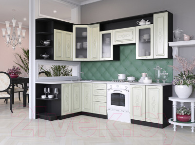 Готовая кухня Артём-Мебель Виола СН-114 со стеклом МДФ 1.5x2.6 левая - фото 2 - id-p219948640