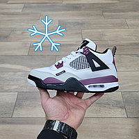 Кроссовки Paris Saint Germain X Jordan 4 Retro GS Bordeaux с мехом