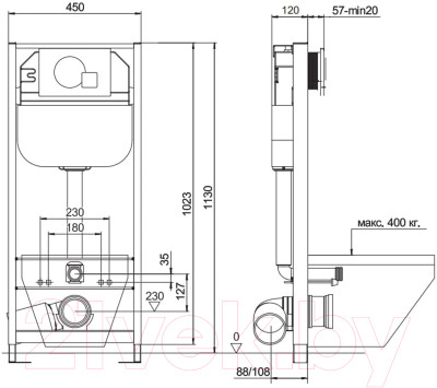 Инсталляция для унитаза Aquanika Basic 10.702.450.02.10 - фото 4 - id-p219963269