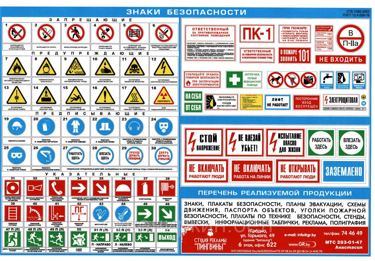 Знаки пожарные и по охране труда (таблички) - фото 2 - id-p31576304