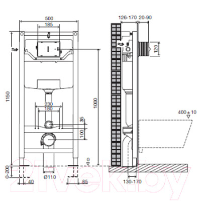 Инсталляция для унитаза Jacob Delafon E5504-NF + E4316-CP - фото 3 - id-p219980179