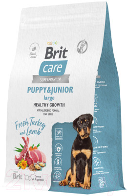 Сухой корм для собак Brit Care Dog Puppy&Junior L Healthy Growth с инд. и ягн. / 5066322 - фото 1 - id-p220017419